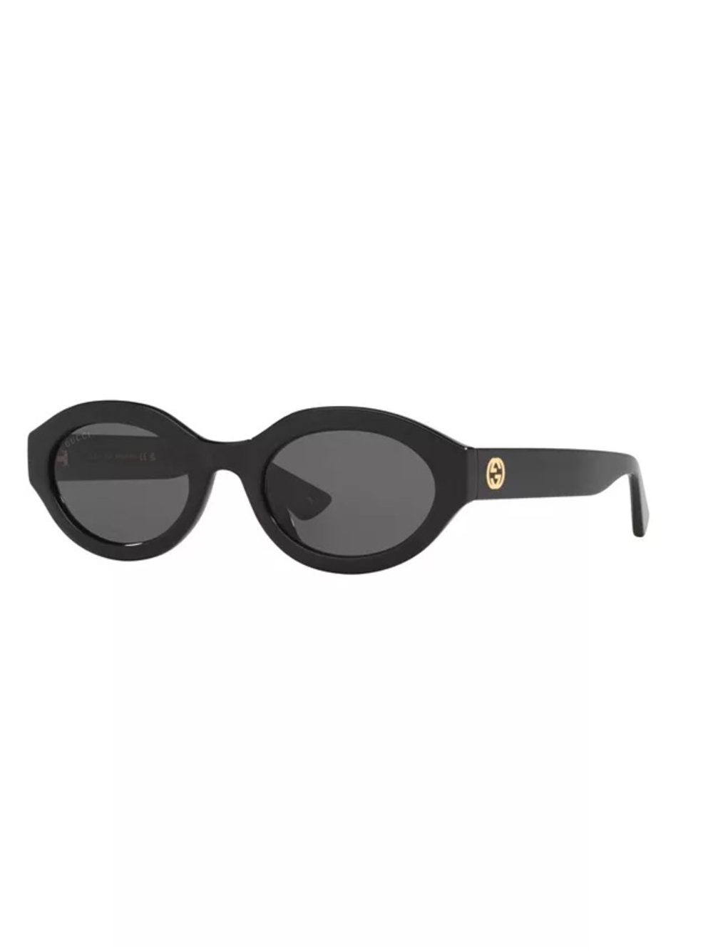 Gucci Black Oval Sunglasses with Gold Logo Accent